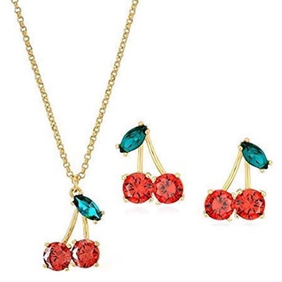 🔹️Kate Spade🔹️Ma Cherie Cherry Necklace and Earrings Jewelry Set (MSRP $146) - Picture 2 of 10
